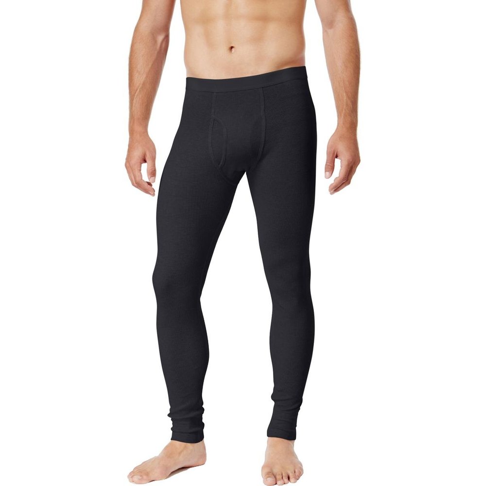 Alfani Mens Men's Underwear Black Size 2XL Solid Thermal Long Johns